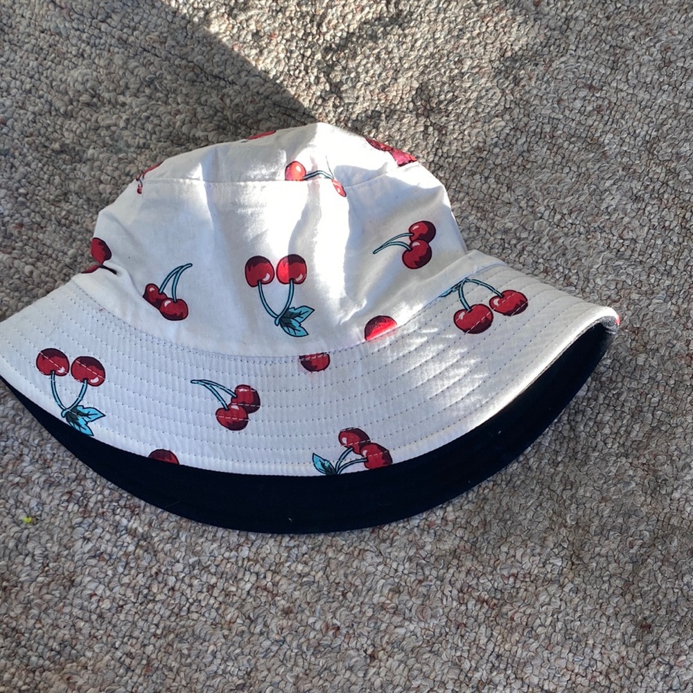 Cherry bucket hat reversible black bucket hat